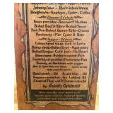 Plaque Reproduction Colonial "Bill of Fare" or Menu from Victualling and Lodging