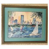Framed Limited Edition Watercolor Print of Minneapolis Skyline Viewed From Lake Bde Maka Ska, Formally Lake Calhoun