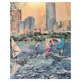 Framed Limited Edition Watercolor Print of Minneapolis Skyline Viewed From Lake Bde Maka Ska, Formally Lake Calhoun