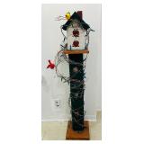 Fun Pedestal Bird House Decor with Lights