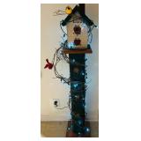 Fun Pedestal Bird House Decor with Lights