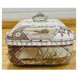 Vintage Brown Transfer-ware Covered Dish by C.W. Turner & Sons