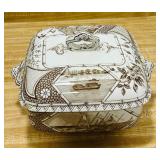 Vintage Brown Transfer-ware Covered Dish by C.W. Turner & Sons