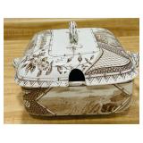 Vintage Brown Transfer-ware Covered Dish by C.W. Turner & Sons