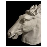 Large Scale White Neo-Classical Style Ceramic Horse Bust Figurine / Statue