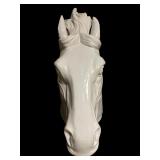 Large Scale White Neo-Classical Style Ceramic Horse Bust Figurine / Statue