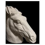 Large Scale White Neo-Classical Style Ceramic Horse Bust Figurine / Statue