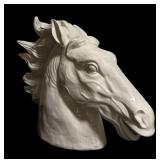 Large Scale White Neo-Classical Style Ceramic Horse Bust Figurine / Statue