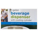 Three Gallon Beverage Dispenser with Cooling Cylinder