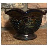 Vintage Imperial Glass Carnival Grape and Leaf Pedestal Dish