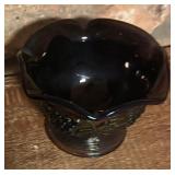 Vintage Imperial Glass Carnival Grape and Leaf Pedestal Dish