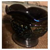 Vintage Imperial Glass Carnival Grape and Leaf Pedestal Dish