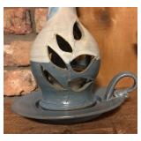 Pretty Two Toned Pottery Candle Holder