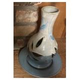 Pretty Two Toned Pottery Candle Holder