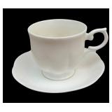Ten White Windsor Bone China Cups with Saucers by Block