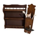 Two Vintage Shelves with Vintage Powder Flask