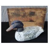 VINTAGE / ANTIQUE AMMO BOX W/ VINTAGE DECOY VINTAGE / ANTIQUE AMMO BOX W/ VINTAGE DECOY