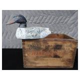 VINTAGE / ANTIQUE AMMO BOX W/ VINTAGE DECOY VINTAGE / ANTIQUE AMMO BOX W/ VINTAGE DECOY