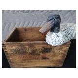 VINTAGE / ANTIQUE AMMO BOX W/ VINTAGE DECOY VINTAGE / ANTIQUE AMMO BOX W/ VINTAGE DECOY