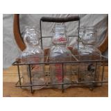 SET OF 6 CREAM TOP MILK BOTTLES AND METAL MILK BOTTLE CARRIER SET OF 6 CREAM TOP MILK BOTTLES AND METAL MILK BOTTLE CARRIER