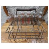 SET OF 6 CREAM TOP MILK BOTTLES AND METAL MILK BOTTLE CARRIER SET OF 6 CREAM TOP MILK BOTTLES AND METAL MILK BOTTLE CARRIER