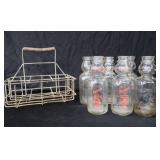 SET OF 6 CREAM TOP MILK BOTTLES AND METAL MILK BOTTLE CARRIER SET OF 6 CREAM TOP MILK BOTTLES AND METAL MILK BOTTLE CARRIER