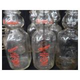 SET OF 6 CREAM TOP MILK BOTTLES AND METAL MILK BOTTLE CARRIER SET OF 6 CREAM TOP MILK BOTTLES AND METAL MILK BOTTLE CARRIER