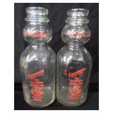 SET OF 6 CREAM TOP MILK BOTTLES AND METAL MILK BOTTLE CARRIER SET OF 6 CREAM TOP MILK BOTTLES AND METAL MILK BOTTLE CARRIER