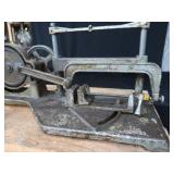 POWER HACK SAW ON HEAVY DUTY WOOD BENCH POWER HACK SAW ON HEAVY DUTY WOOD BENCH