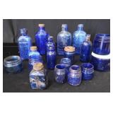 18 COBALT BLUE GLASS BOTTLES 18 COBALT BLUE GLASS BOTTLES