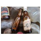 3 MINI BEER BOTTLES AND A BOX OF ASSORTED ANTIQUE / VINTAGE BOTTLES 3 MINI BEER BOTTLES AND A BOX OF ASSORTED ANTIQUE / VINTAGE BOTTLES