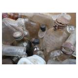 3 MINI BEER BOTTLES AND A BOX OF ASSORTED ANTIQUE / VINTAGE BOTTLES 3 MINI BEER BOTTLES AND A BOX OF ASSORTED ANTIQUE / VINTAGE BOTTLES