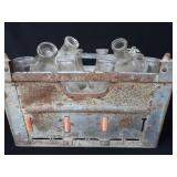 LARGE METAL MILK CRATE W/ 12 BOTTLES LARGE METAL MILK CRATE W/ 12 BOTTLES