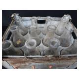 LARGE METAL MILK CRATE W/ 12 BOTTLES LARGE METAL MILK CRATE W/ 12 BOTTLES