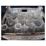 LARGE METAL MILK CRATE W/ 12 BOTTLES LARGE METAL MILK CRATE W/ 12 BOTTLES