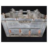 LARGE METAL MILK CRATE W/ 12 BOTTLES LARGE METAL MILK CRATE W/ 12 BOTTLES