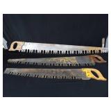 3 VINTAGE CROSS CUT SAWS. 3 VINTAGE CROSS CUT SAWS.