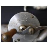 3 VINTAGE FISHING RODS AND REELS 3 VINTAGE FISHING RODS AND REELS