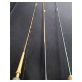 3 VINTAGE FISHING RODS AND REELS 3 VINTAGE FISHING RODS AND REELS