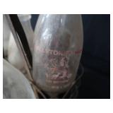 SOLID METAL VINTAGE MILK CARRIER WITH BOTTLES SOLID METAL VINTAGE MILK CARRIER WITH BOTTLES