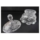 GORGEOUS ETCHED CRYSTAL LIDDED CANDY DISH GORGEOUS ETCHED CRYSTAL LIDDED CANDY DISH