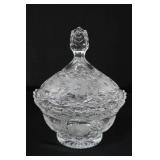 GORGEOUS ETCHED CRYSTAL LIDDED CANDY DISH GORGEOUS ETCHED CRYSTAL LIDDED CANDY DISH