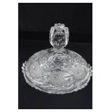 GORGEOUS ETCHED CRYSTAL LIDDED CANDY DISH GORGEOUS ETCHED CRYSTAL LIDDED CANDY DISH
