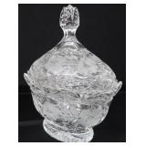 GORGEOUS ETCHED CRYSTAL LIDDED CANDY DISH GORGEOUS ETCHED CRYSTAL LIDDED CANDY DISH