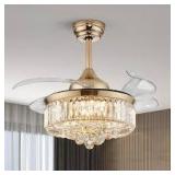 ANTOINE 36 in. Integrated LED Indoor Gold Crystal Chandelier Retractable Blades Ceiling Fan with Light and Remote  Customer Returns See Pictures ANTOINE 36 in. Integrated LED Indoor Gold Crystal Chandelier Retractable Blades Ceiling Fan with Light and Remote  Customer Returns See Pictures