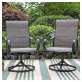 Black Swivel Padded Textilene Metal Outdoor Dining Chair with Curve Arms (2-Pack) Customer Returns See Pictures Black Swivel Padded Textilene Metal Outdoor Dining Chair with Curve Arms (2-Pack) Customer Returns See Pictures