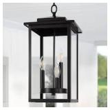 LamQee 21 in. 3-Light Matte Black Transitional Outdoor Pendant Light with Clear Glass  Customer Returns See Pictures LamQee 21 in. 3-Light Matte Black Transitional Outdoor Pendant Light with Clear Glass  Customer Returns See Pictures