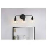 Hampton Bay Florabelle 24 in. W 3-Light Vanity Light Antique Gold Clear Globe Glass Shades Customer Returns See Pictures Hampton Bay Florabelle 24 in. W 3-Light Vanity Light Antique Gold Clear Globe Glass Shades Customer Returns See Pictures