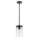 Lot ofKICHLER Crosby 1-Light Black Contemporary Shaded Kitchen Mini Pendant Hanging Light with Clear Glass Customer Returns See Pictures Lot ofKICHLER Crosby 1-Light Black Contemporary Shaded Kitchen Mini Pendant Hanging Light with Clear Glass Customer Returns See Pictures