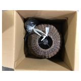 Hampton Bay Olney 16 in. 1-Light Black Outdoor Hanging Light Pendant Light with Brown Resin Wicker Shade      Customer Returns See Pictures Hampton Bay Olney 16 in. 1-Light Black Outdoor Hanging Light Pendant Light with Brown Resin Wicker Shade      Customer Returns See Pictures